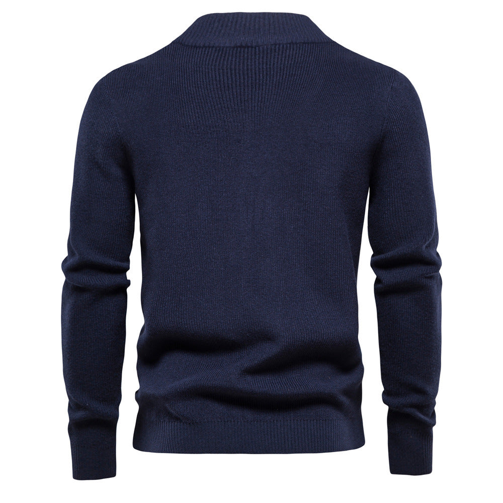 Men's Casual Vintage Style Stand Collar Full Zip Up Cardigan Sweater Coat