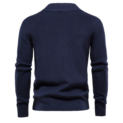 Men's Casual Vintage Style Stand Collar Full Zip Up Cardigan Sweater Coat