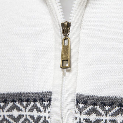 Men's Ethnic Patterns Casual Half-Zip Knit Sweater