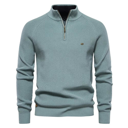 Men's Mock Neck Pullover Quarter Zipper Sweater