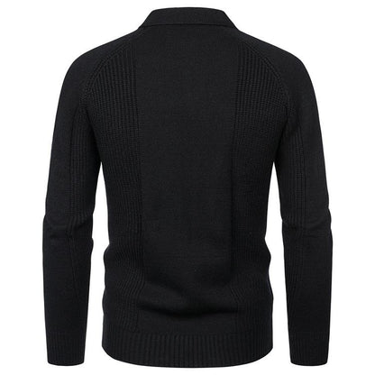 Men's Lapel Pocket Vintage Style Raglan Sleeve Slim Fit Knit Sweater