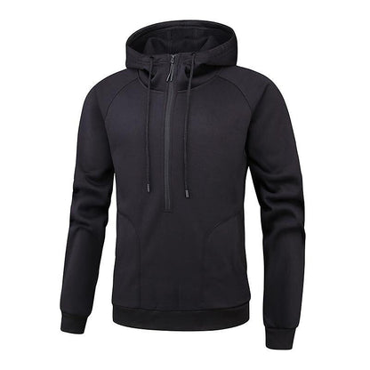 Men's Trendy Brushed V-Zip Camouflage Patchwork Pullover Hooded Sweatershirt