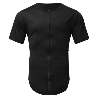 Patrick Zip Cardigan Round Neck Short Sleeve T-Shirt