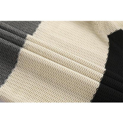 Men's Colorblock Striped Slim Fit Crew Neck Pullover Sweater