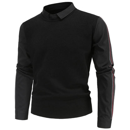 Men's Slim Patchwork Fake Two Piece Knit Sweater