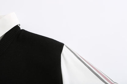 Men's Slim Patchwork Fake Two Piece Knit Sweater
