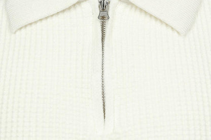 Men's Lapel Pullover Waffle Half Zipper Slim Fit Sweater