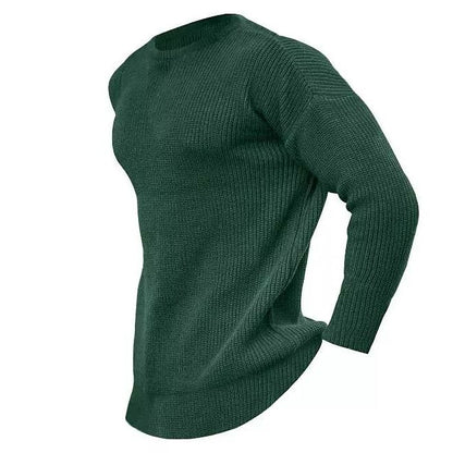 Men's Solid Color Crew Neck Pullover Knit Sweater