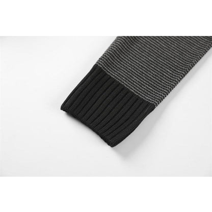Men's Contrast Neck And Hem Slim Fit Crew Neck Pullover Sweater