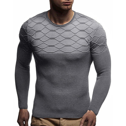 Men's Casual Solid Color Round Neck Pullover Sweater
