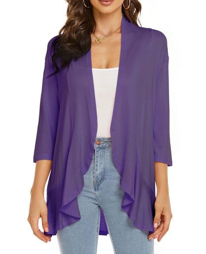 ✨Top-3 Sale Cardigan 2025✨|Women Fall/Winter Lightweight Open Front Casual Ruffle Cardigan