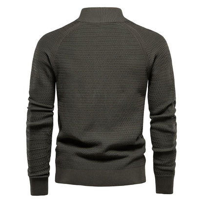Men's Texture Pattern Stand Collar Knitted Cardigan