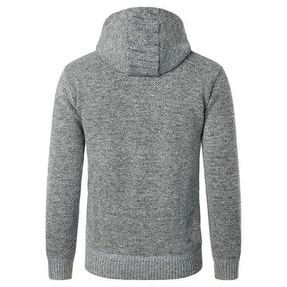 Men's Fleece Padded Patchwork Zipper Hooded Cardigan