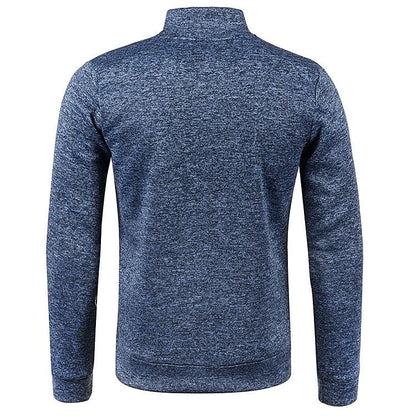 Men's Stand Collar Half Zip Long Sleeve Thin Fleece Sweater