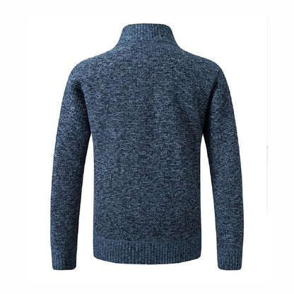 Men's Color Block Stand Collar Full Zipper Cardigan