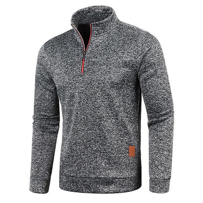 Men's Stand Collar Half Zip Long Sleeve Thin Fleece Sweater