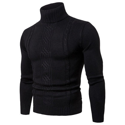 Men's Pullover Turtleneck Cable Basic Knit Sweater