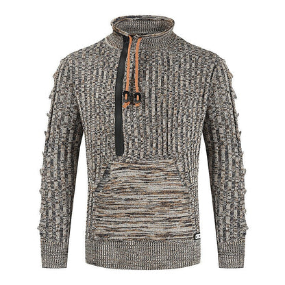 Men's Melange Half Zip Kangaroo Pocket Sweater