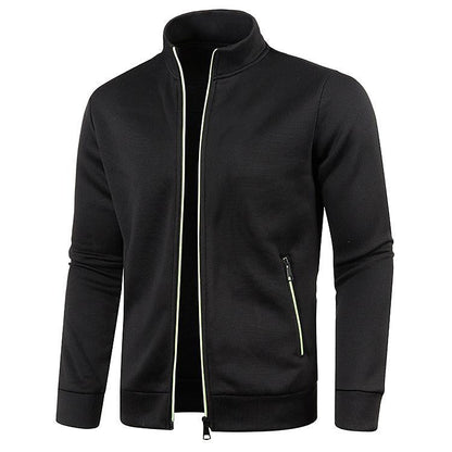 Men's Stand Collar Cardigan Long Sleeve Thin Fleece Sweater