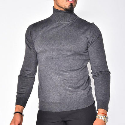 Men's Pullover Turtleneck Solid Color Basic Knit Sweater