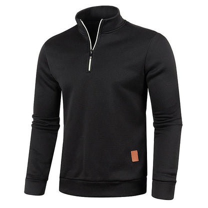 Men's Stand Collar Half Zip Long Sleeve Thin Fleece Sweater