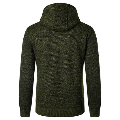 Men's Fleece Padded Patchwork Zipper Hooded Cardigan