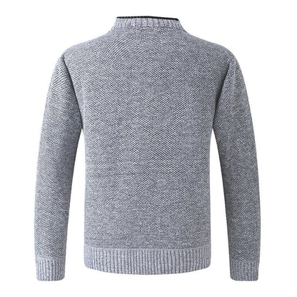 Men's Knitted V-Neck Button Down Cardigan Sweater With Flannel Lining And Pockets