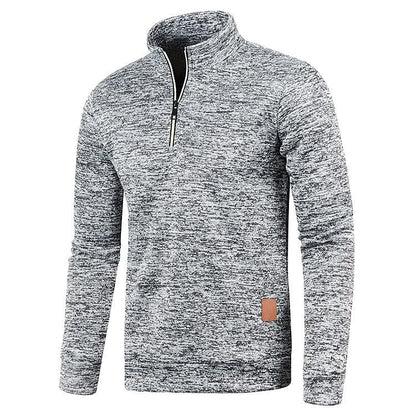 Men's Stand Collar Half Zip Long Sleeve Thin Fleece Sweater