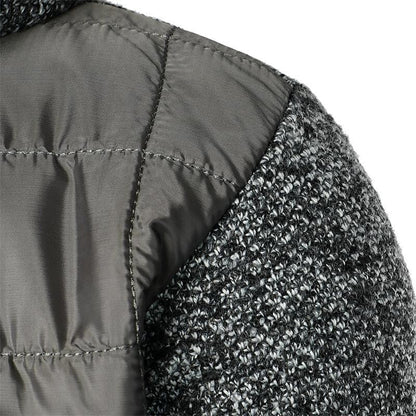 Men's Fleece Padded Patchwork Zipper Hooded Cardigan