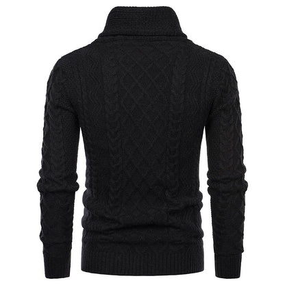 Men's Shawl Collar Cable Casual Slim Fit Long Sleeve Sweater