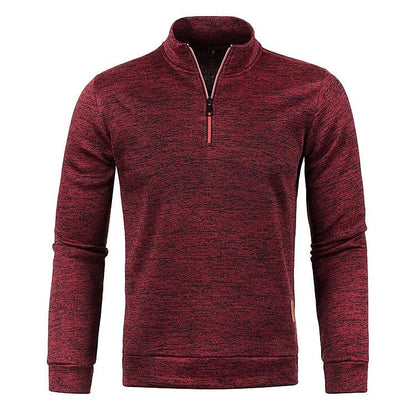 Men's Stand Collar Half Zip Long Sleeve Thin Fleece Sweater