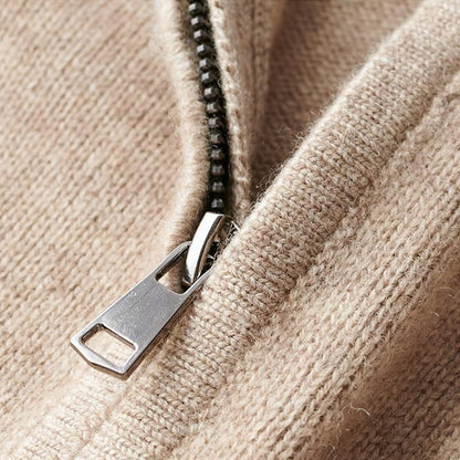 Men's Pullover Knit Solid Color Stand Collar Half Zipper Sweater