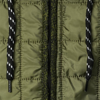 Men's Fleece Padded Patchwork Zipper Hooded Cardigan