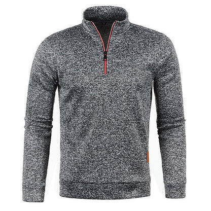 Men's Stand Collar Half Zip Long Sleeve Thin Fleece Sweater