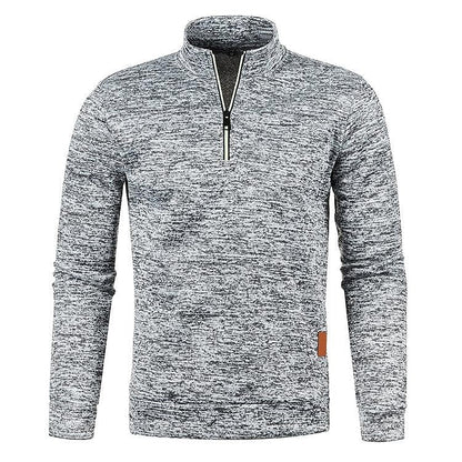Men's Stand Collar Half Zip Long Sleeve Thin Fleece Sweater
