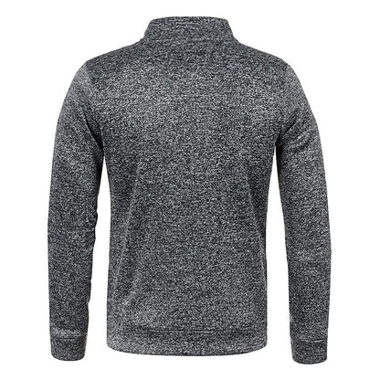 Men's Stand Collar Cardigan Long Sleeve Thin Fleece Sweater