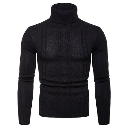 Men's Pullover Turtleneck Cable Basic Knit Sweater