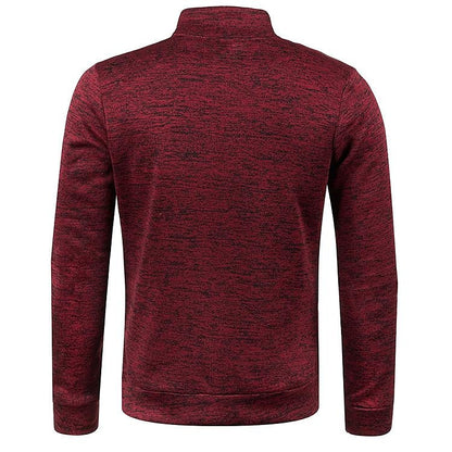 Men's Stand Collar Cardigan Long Sleeve Thin Fleece Sweater