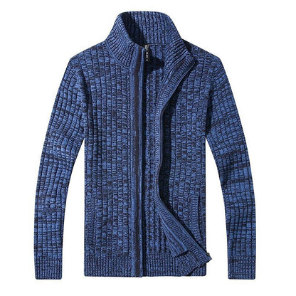 Men's Melange Stand Collar Slim Fit Zipper Sweater