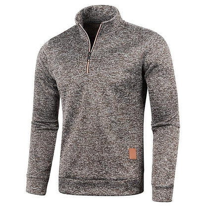 Men's Stand Collar Half Zip Long Sleeve Thin Fleece Sweater